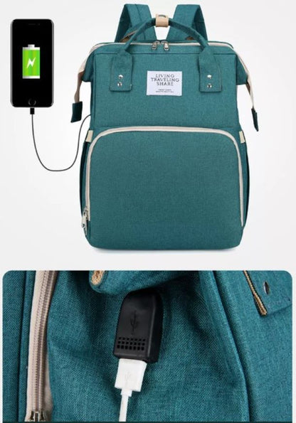 CunaMóvil: Morral Pañalera 3 en 1 con Cambiador USB